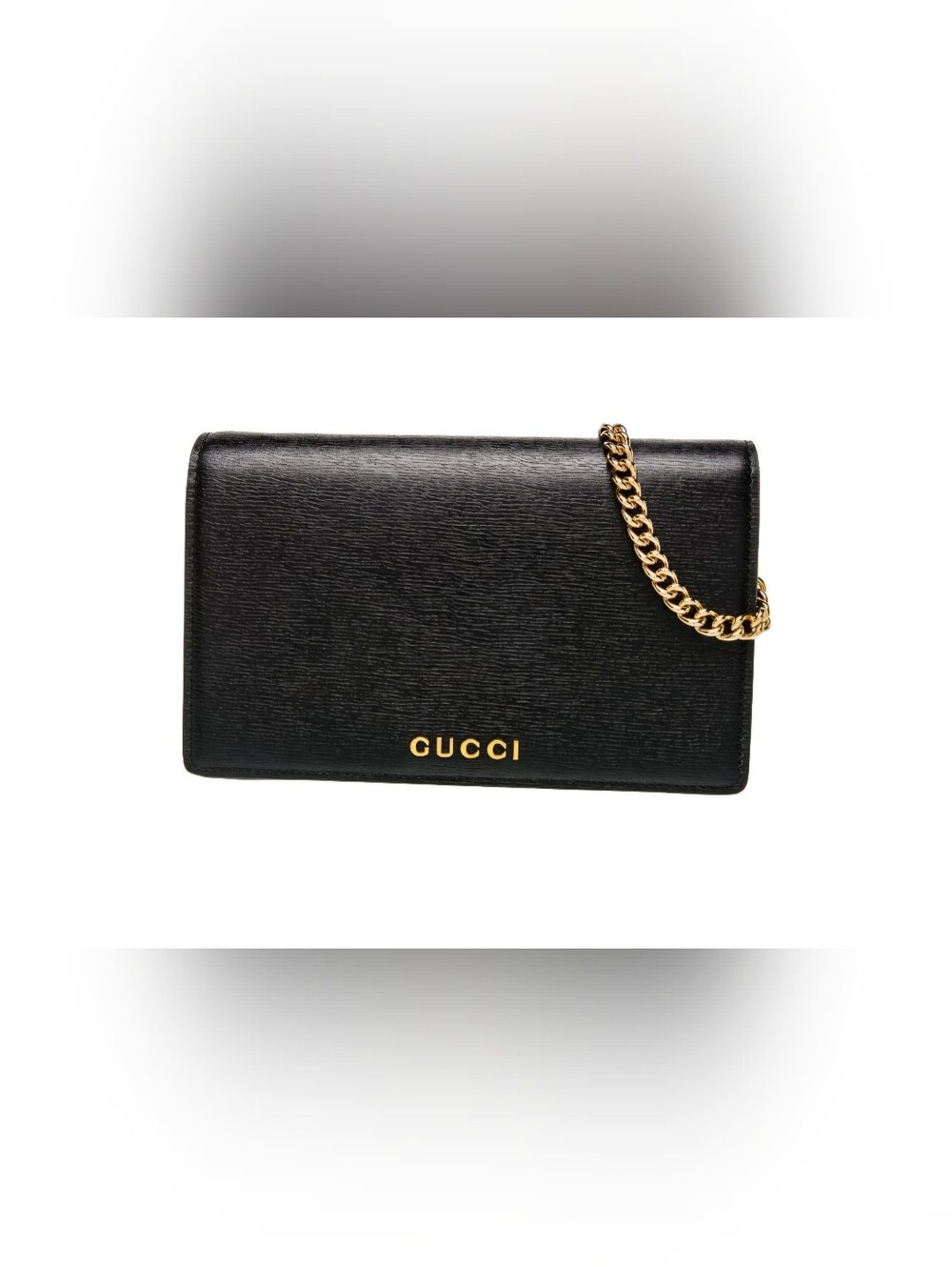 Gucci Black Leather Crossbody with Gold Chain